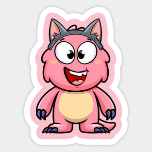 Baby Monster Pink Laughing Cat Sticker